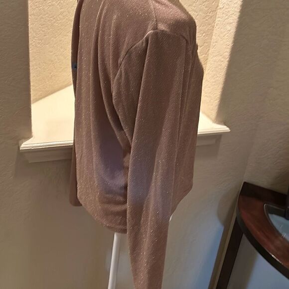 Andie Swim Women's Size S Long Sleeve Tie Up Gold Sparkle Top Resortwear Coverup - Picture 3 of 6